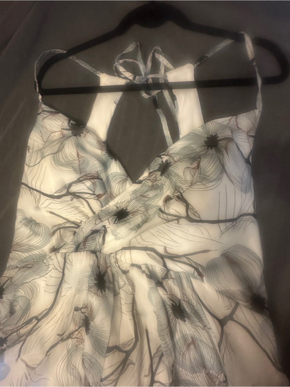 Plus sz Light Floral Print Maxi Dress — White & Light Blue - Picture 3 of 4